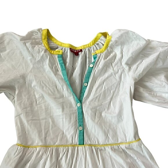 Staud Womens Dress 2 White Demi Maxi Puff Sleeve Button Tiered Zipped Pockets - Picture 2 of 16